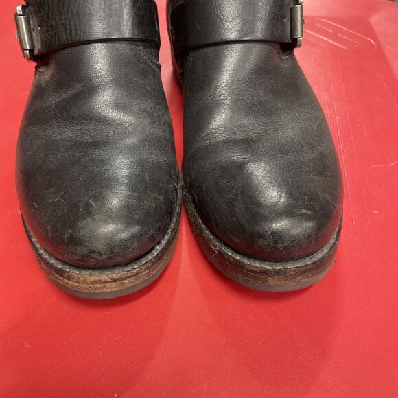 Frye Veronica Short Black Leather Moto Boots Womens Size 8B Buckle Biker Pull on - Picture 4 of 12
